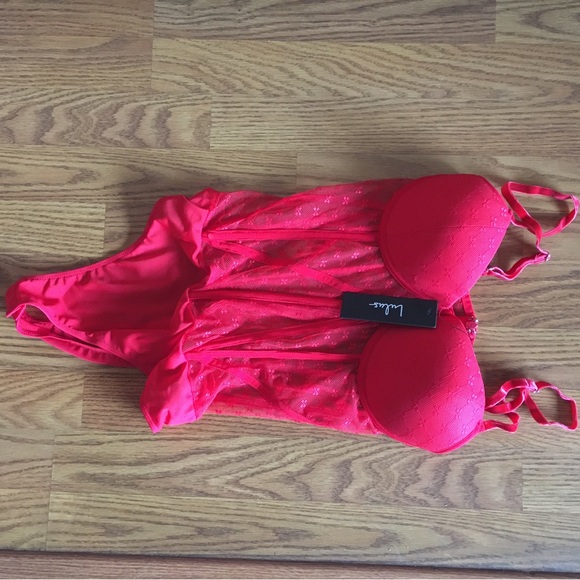 Red Mesh Corset Bodysuit XL - NWT - Picture 9 of 9